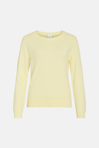 Pull rose à col rond de VILA®, uni tricoté, à manches longues et bords-côtes.