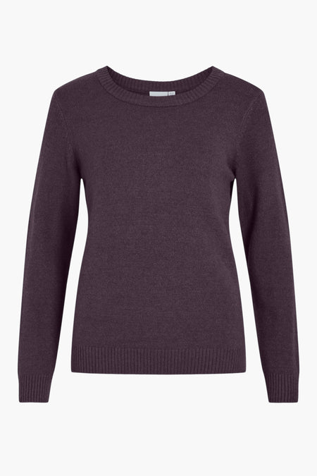 Sweat-shirt marron avec col rond de VILA®, avec des manches longues et des bordures côtelées.