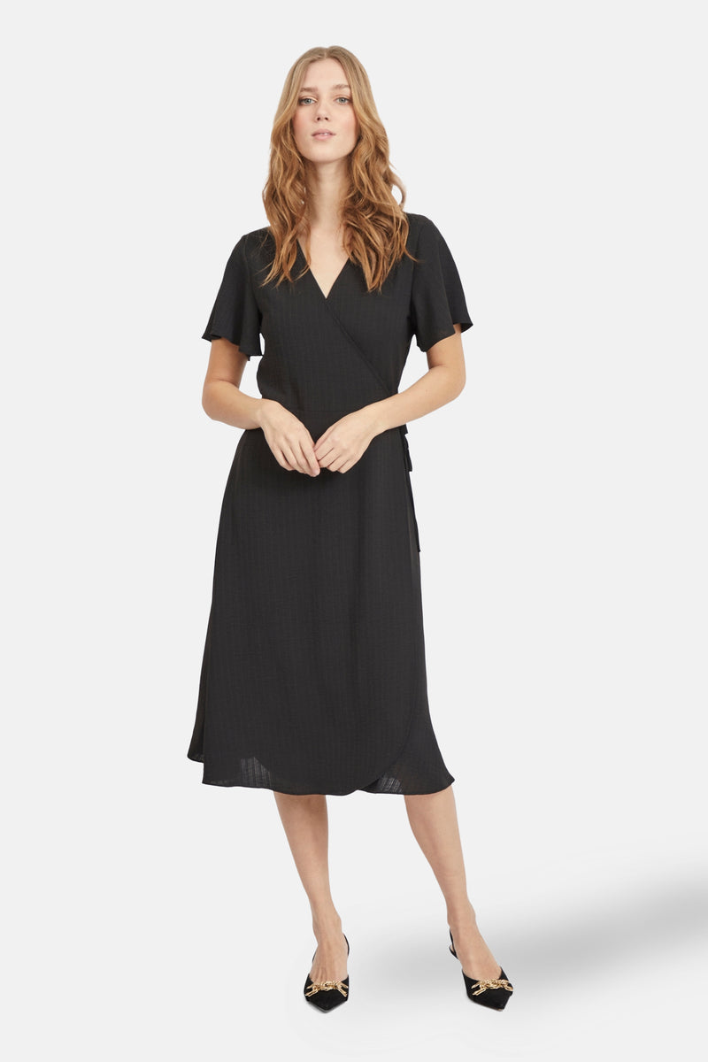 VILOVIE S/S WRAP MIDI DRESS - NOOS