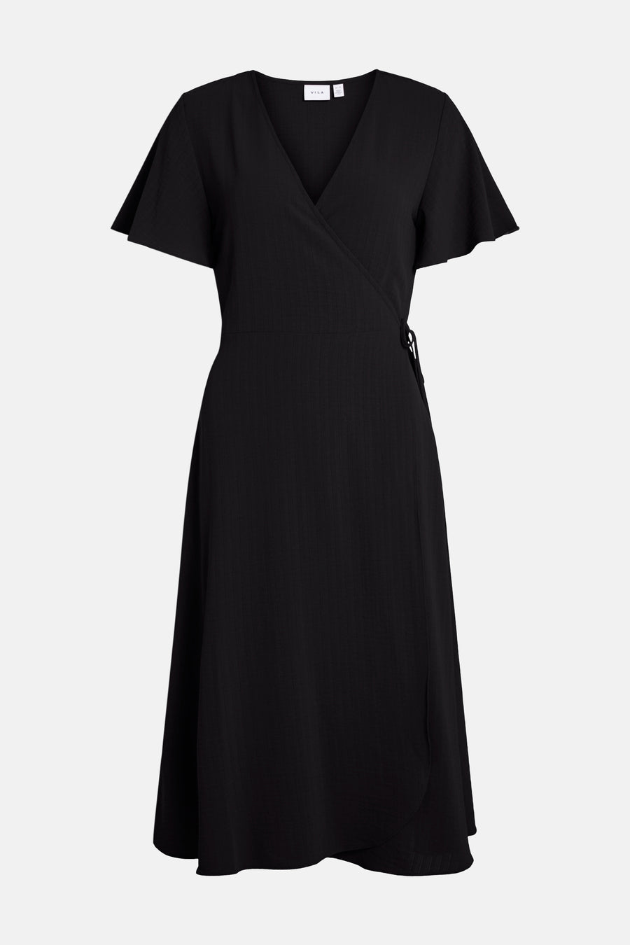 Robe de grossesse noire avec des manches courtes.