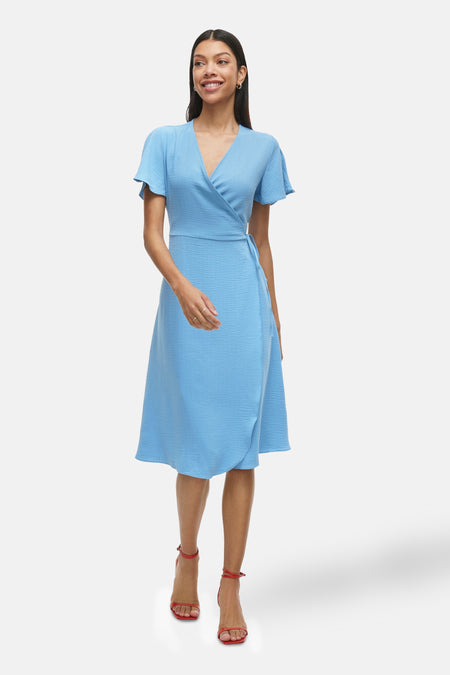VILOVIE S/S WRAP MIDI DRESS - NOOS