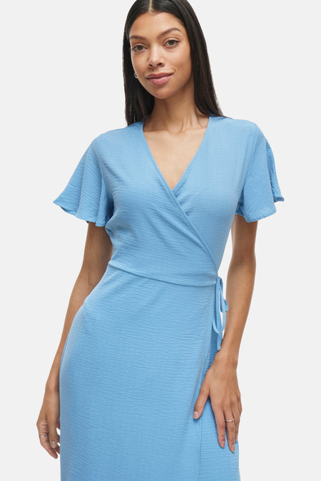 VILOVIE S/S WRAP MIDI DRESS - NOOS