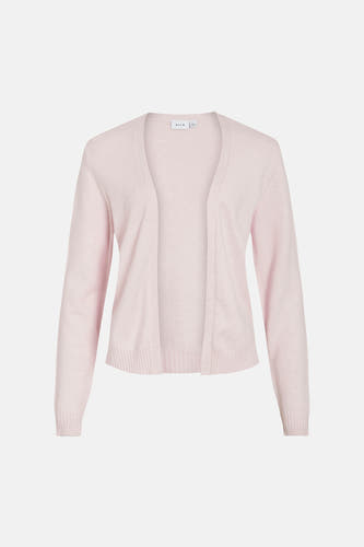 Gilet rose de VILA, à manches longues et à l'avant ouvert.