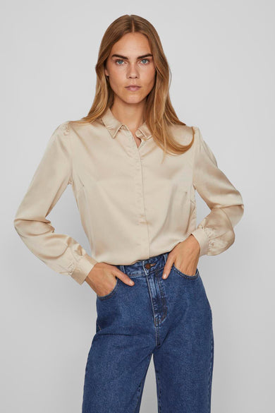 Chemise &agrave; manches longues - beige