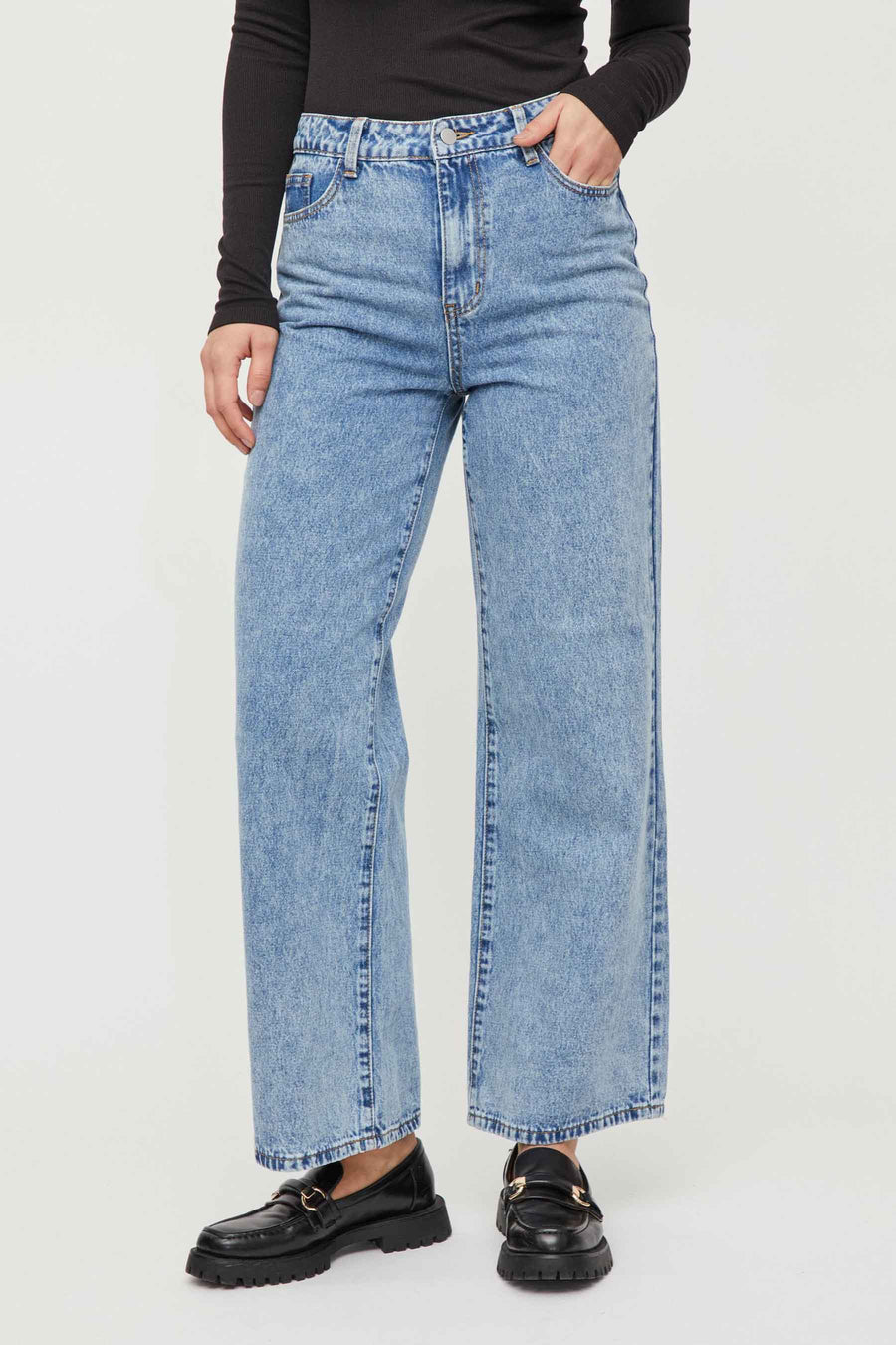 Jean large - denim bleu moyen