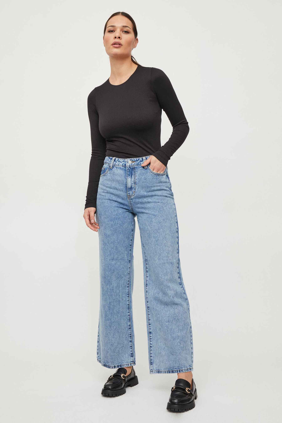 Jean large - denim bleu moyen