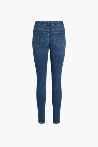 Jean skinny en denim bleu moyen de VILA®, vu de derrière, avec poches et ceinture.