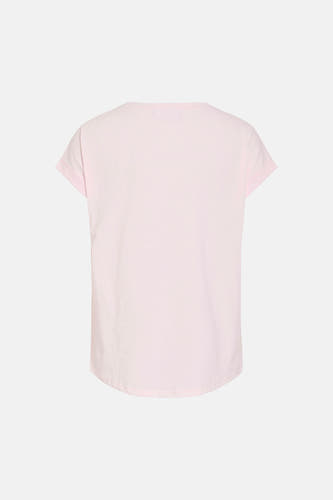 T-shirt rose à manches courtes de VILA®, avec manches retroussées et un décolleté simple.