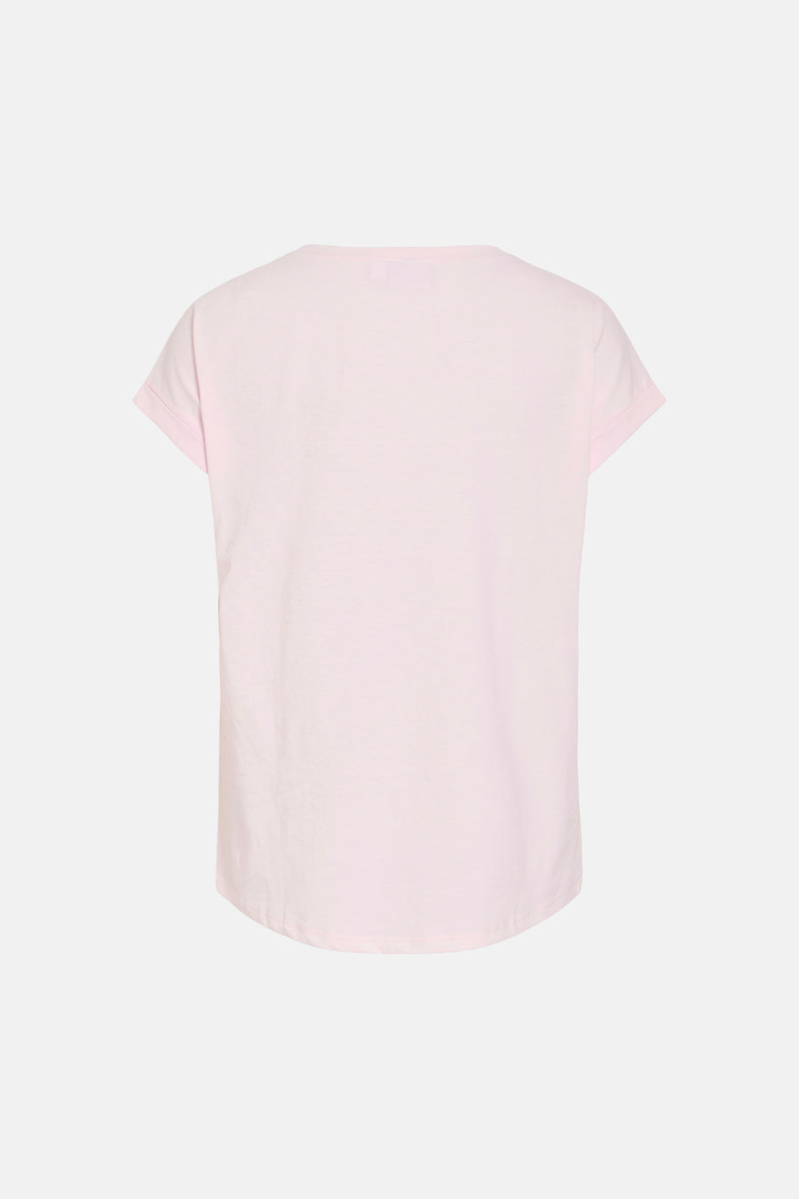 T-shirt rose à manches courtes de VILA®, avec manches retroussées et un décolleté simple.
