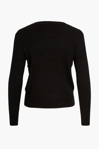 Sweat-shirt noir à col rond de VILA®, avec une structure en côtes fine.