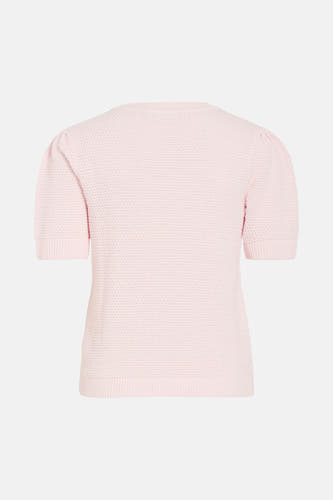 Pull rose à manches courtes et à motif finement tricoté de VILA®.