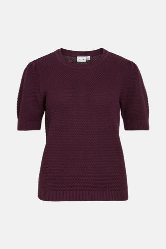 Sweat-shirt Vila de couleur marron avec des manches courtes et une texture fine trée.