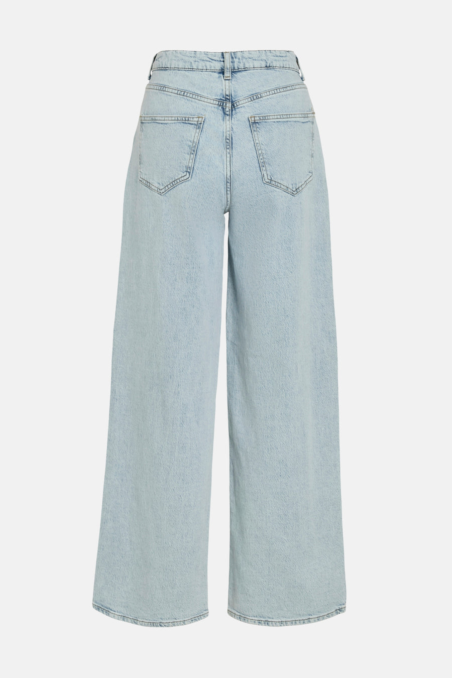 Jean bleu clair large de VILA, avec deux poches arrière et un effet denim léger.