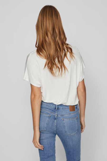 VIELLETTE V-NECK S/S SATIN TOP - NOOS