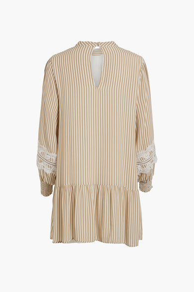 VIGARA HIGH NECK L/S LACE SHORT DRESS