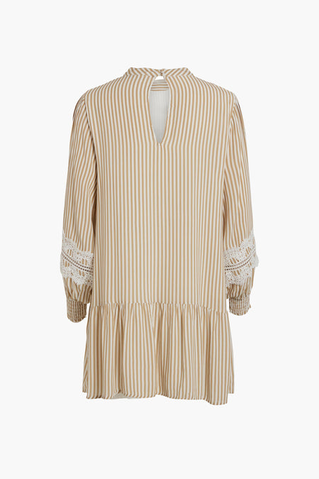 VIGARA HIGH NECK L/S LACE SHORT DRESS