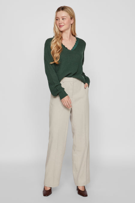 VILOU REV V-NECK L/S LACE KNIT TOP -NOOS