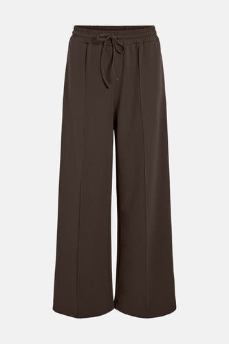 Pantalon brun de VILA avec des jambes larges et une ceinture élastique avec cordon.