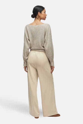 Pantalon beige de VILA, avec jambes larges et taille élastique.