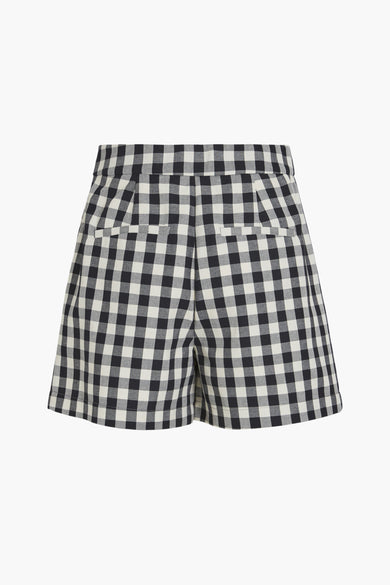 Short court à carreaux noirs de VILA®, dos avec deux poches, imprimé vichy classique