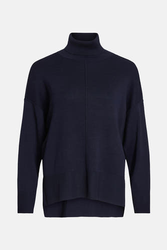 T-shirt bleu avec col montant de VILA®, avec des détails côtelés et une couture verticale.