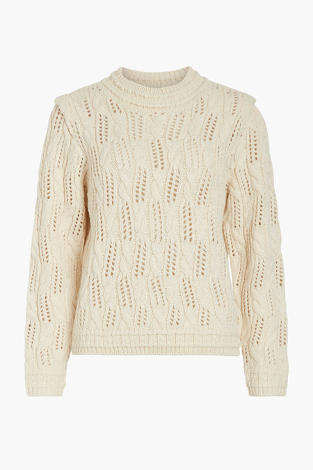 VIOVIRINA O-NECK LS DETAIL KNIT TOP
