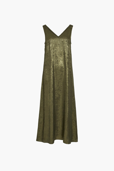 VIMETALLA V-NECK S/L ANKLE DRESS/C29