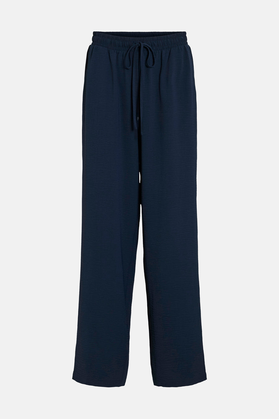 Pantalon bleu de VILA, avec cordon de serrage et une texture subtile.