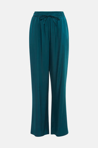 Pantalon vert de VILA® avec taille élastique, cordon de serrage et jambes larges dans un tissu fluide.