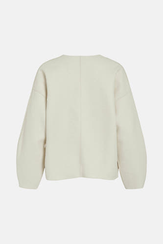 Ecru manteau court de VILA® avec des manches longues et volumineuses et des coutures verticales sur le dos.