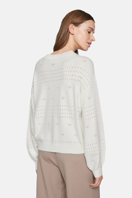 VIRIL L/S O-NECK POINTELLE KNIT TOP-NOOS