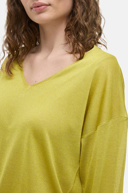 Pull à col en V - jaune