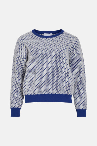VIASHLEY O-NECK L/S JACQUARD KNIT TOP/PR
