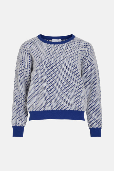 VIASHLEY O-NECK L/S JACQUARD KNIT TOP/PR