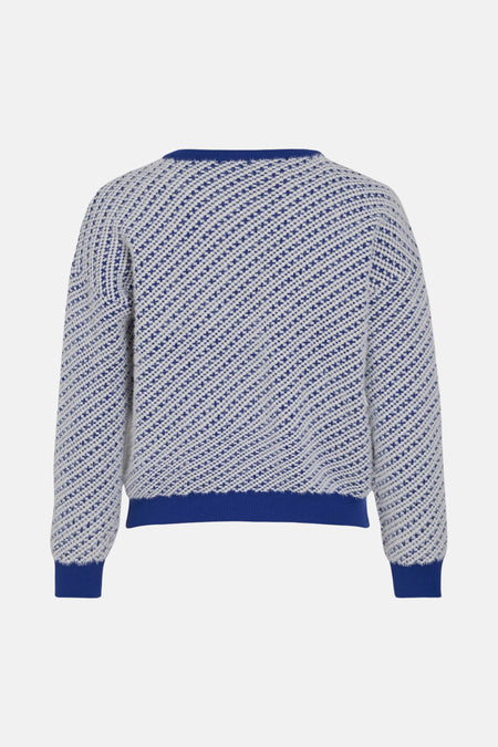VIASHLEY O-NECK L/S JACQUARD KNIT TOP/PR