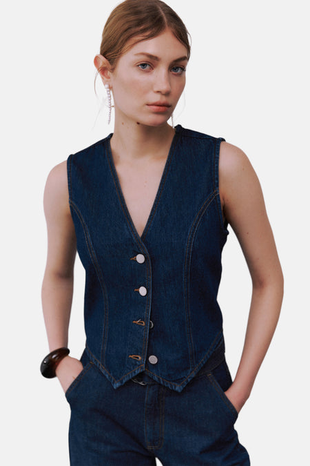 VICREEK S/L DENIM VEST DBD