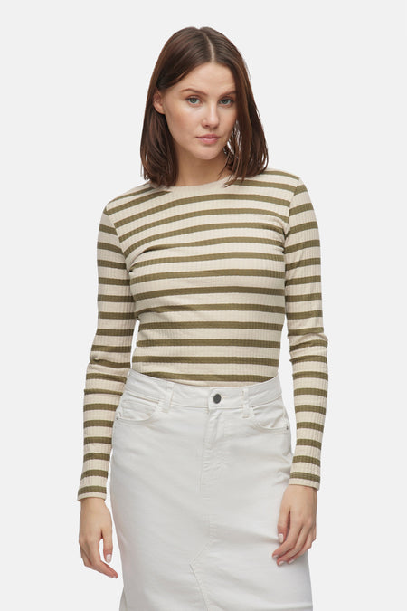 VIAMELIE O-NECK L/S TOP/PB