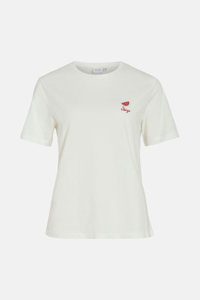 T-shirt blanc à manches courtes de VILA®, version arrière, couleur unie.