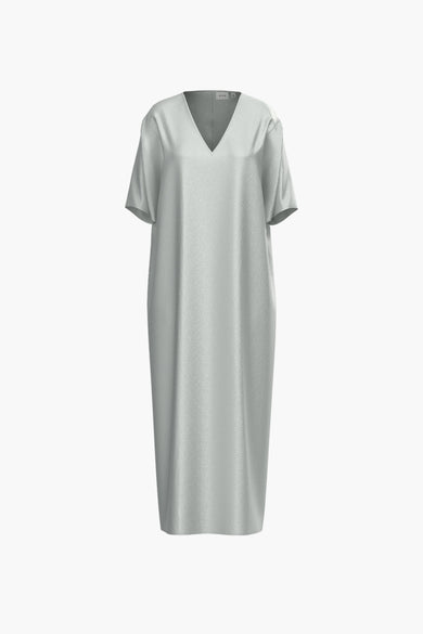 Robe d'argent avec des manches courtes de VILA®, tissu uni et col en V.