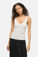VIWENNIE V-NECK RIB KNIT S/L TOP - NOOS