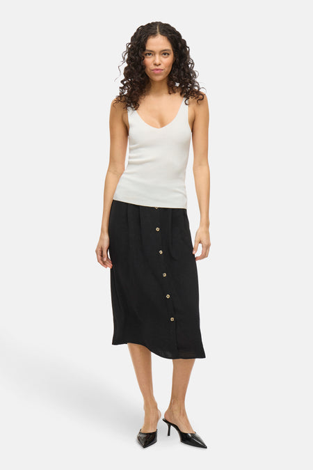 VIWENNIE V-NECK RIB KNIT S/L TOP - NOOS