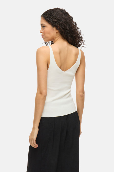 VIWENNIE V-NECK RIB KNIT S/L TOP - NOOS