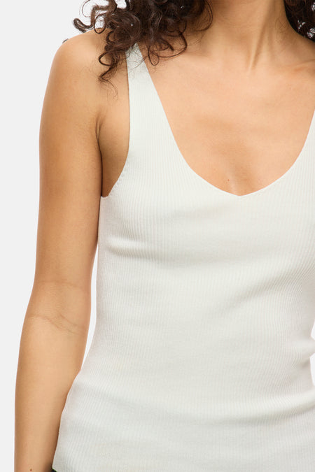 VIWENNIE V-NECK RIB KNIT S/L TOP - NOOS