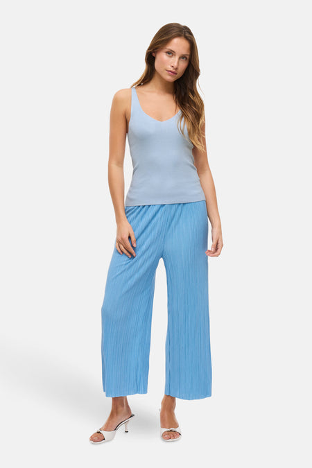 VIWENNIE V-NECK RIB KNIT S/L TOP - NOOS