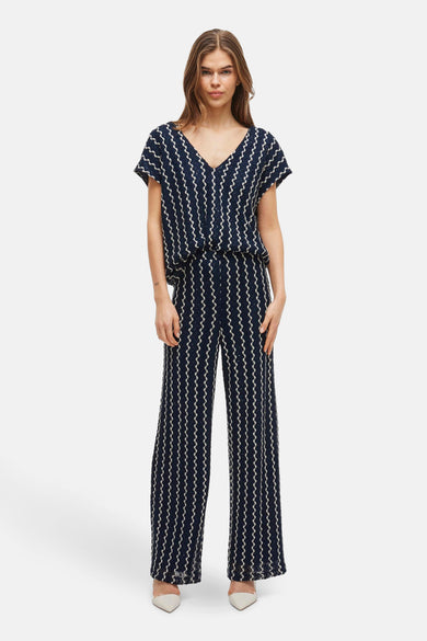 Blouse bleue à manches courtes de VILA®, avec un motif zigzag.
