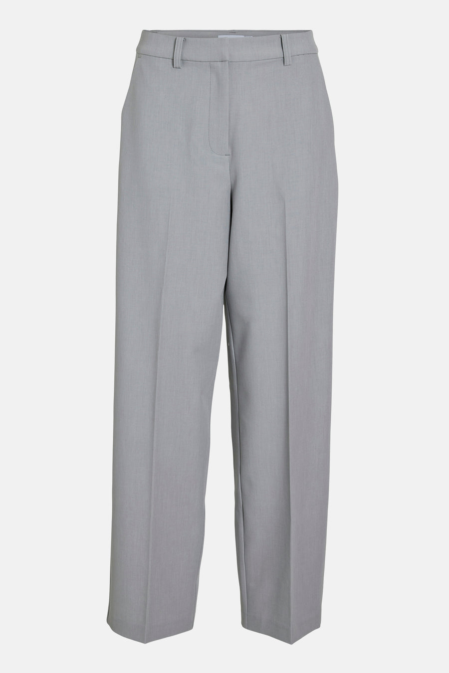 Grijze damesbroek, rechte pijpen.