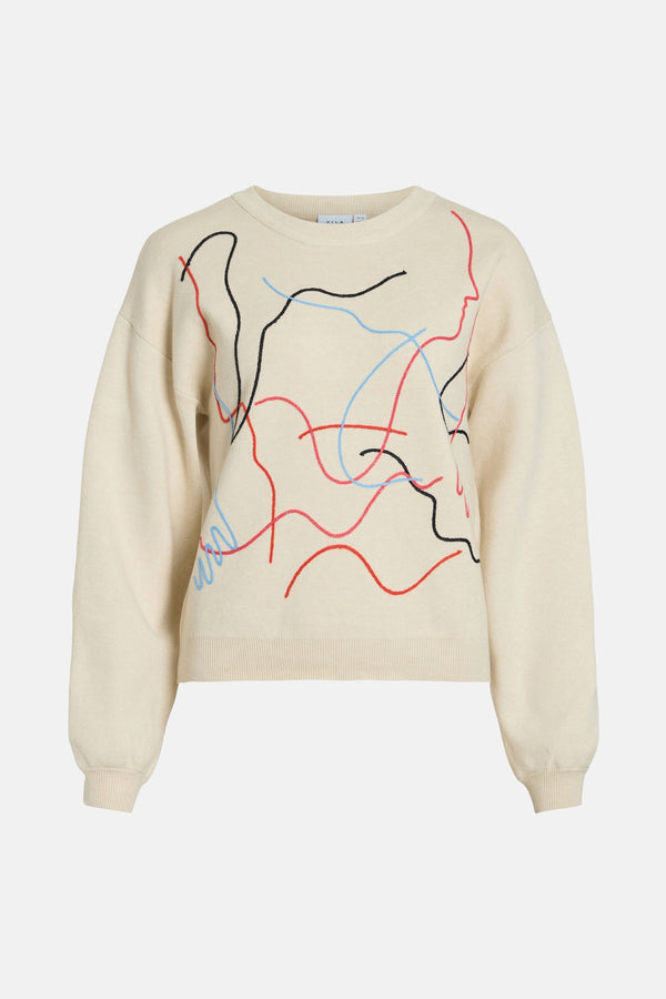 Pull col O Beige - VILA®