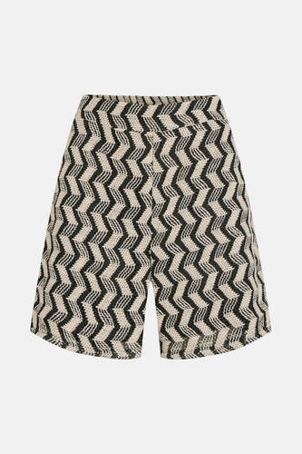 Short noir de VILA avec un motif zigzag et des détails ouverts en bas.