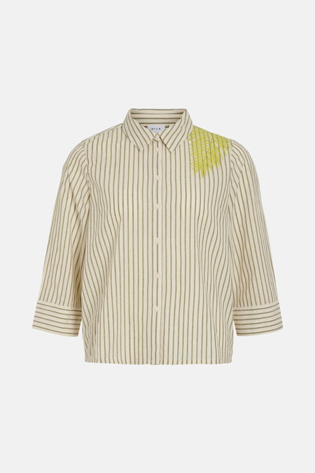 VIZAZ O-NECK 3/4 STRIPE SHIRT