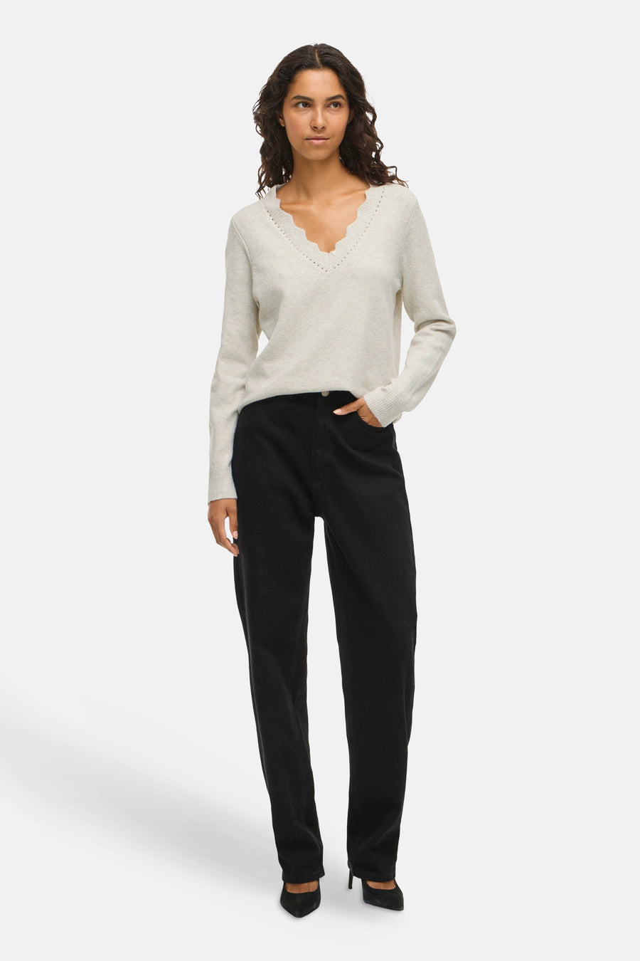 VINIKOLINA V-NECK L/S TOP - NOOS